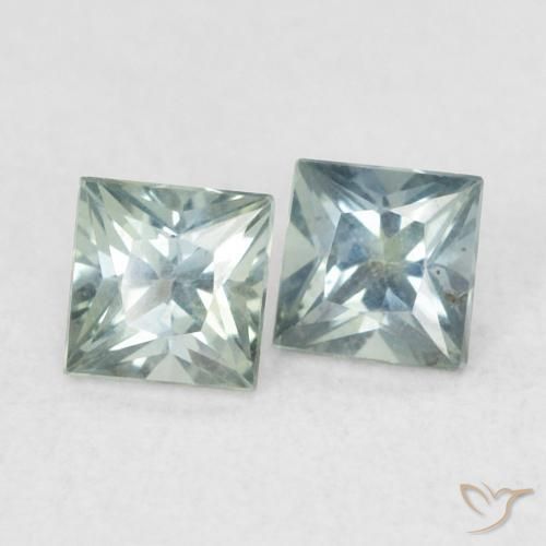 Gemas de Zafiro Gris verdoso natural de 0.43 ct, Cuadrado, VS