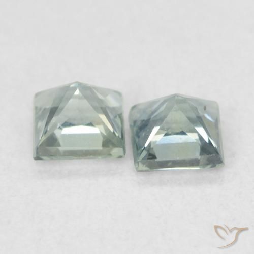 Gemas de Zafiro Gris verdoso natural de 0.43 ct, Cuadrado, VS