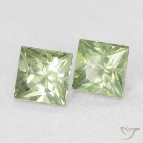 Gemas de Zafiro Verde cálido natural de 0.45 ct, Cuadrado, VS