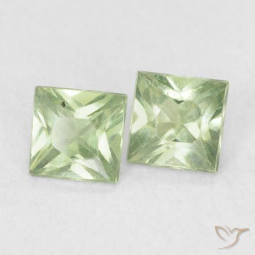 Gemas de Zafiro Verde salvia muy claro natural de 0.36 ct, Cuadrado, VS