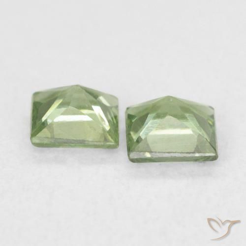 Gemas de Zafiro Verde bosque natural de 0.35 ct, Cuadrado, VS