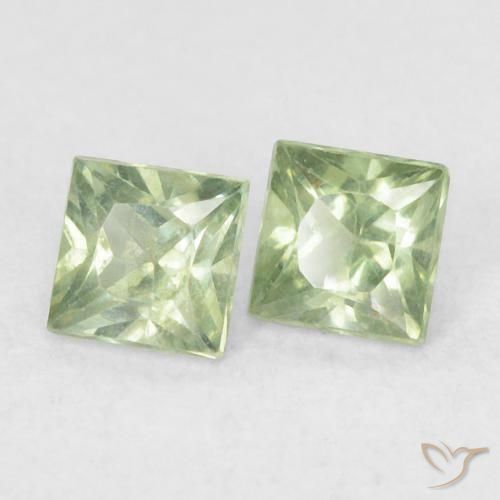 Gemas de Zafiro Verde medio natural de 0.43 ct, Cuadrado, VS