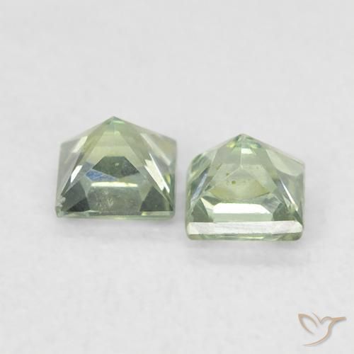 Gemas de Zafiro Verde claro natural de 0.44 ct, Cuadrado, VS