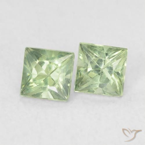 Gemas de Zafiro Verde salvia claro natural de 0.44 ct, Cuadrado, VS