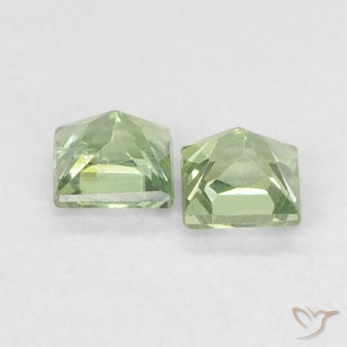 Gemas de Zafiro Verde salvia claro natural de 0.44 ct, Cuadrado, VS