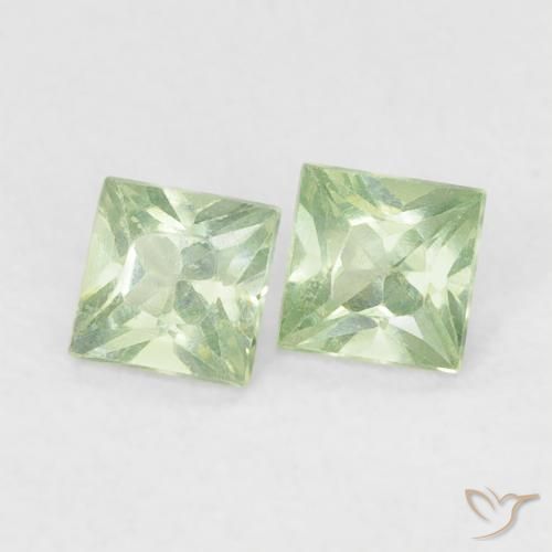 Gemas de Zafiro Verde salvia claro natural de 0.36 ct, Cuadrado, VS
