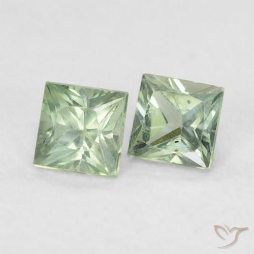 Gemas de Zafiro Verde salvia claro natural de 0.45 ct, Cuadrado, VS