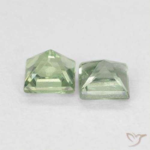 Gemas de Zafiro Verde salvia claro natural de 0.45 ct, Cuadrado, VS