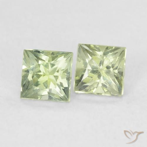 Gemas de Zafiro Verde salvia claro natural de 0.44 ct, Cuadrado, VS