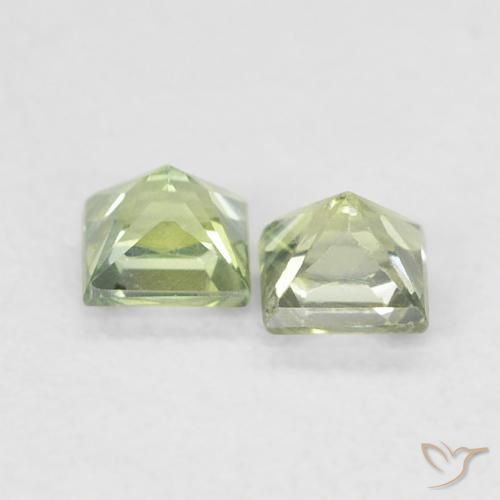 Gemas de Zafiro Verde salvia claro natural de 0.44 ct, Cuadrado, VS