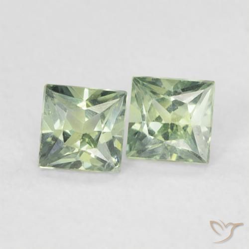 Gemas de Zafiro Verde bosque claro natural de 0.39 ct, Cuadrado, VS