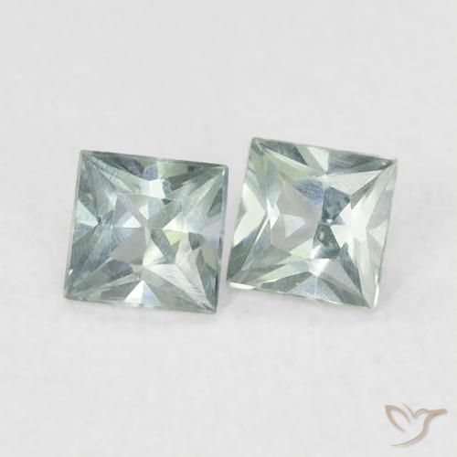 Gemas de Zafiro Verde azulado natural de 0.32 ct, Cuadrado, VS