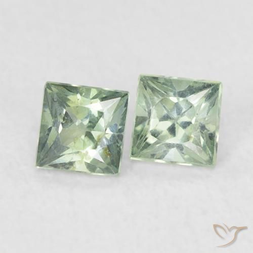 Gemas de Zafiro Medium Light-Green natural de 0.44 ct, Cuadrado, VS