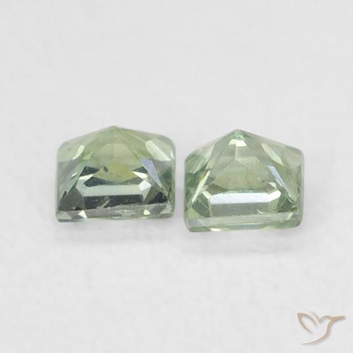 Gemas de Zafiro Medium Light-Green natural de 0.44 ct, Cuadrado, VS