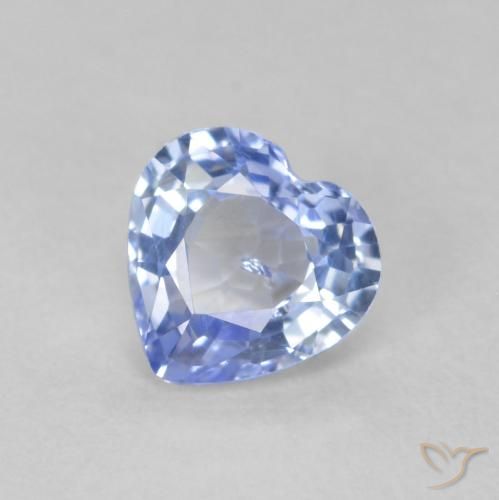 Zafiro Azul pastel natural de 0.60 ct, Corazón, VS-SI