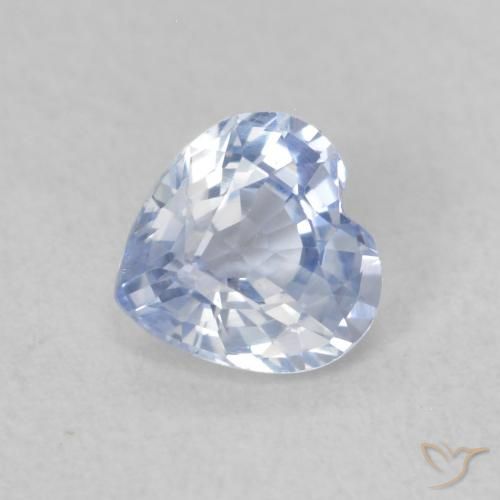 Zafiro Blanco azulado natural de 0.56 ct, Corazón, VVS-VS