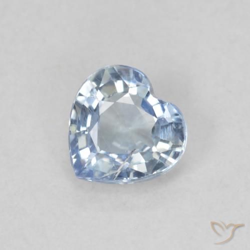 Zafiro Blanco azulado natural de 0.49 ct, Corazón, VS