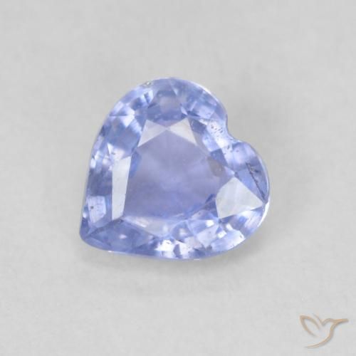 Zafiro Azul púrpura claro natural de 0.53 ct, Corazón, VS