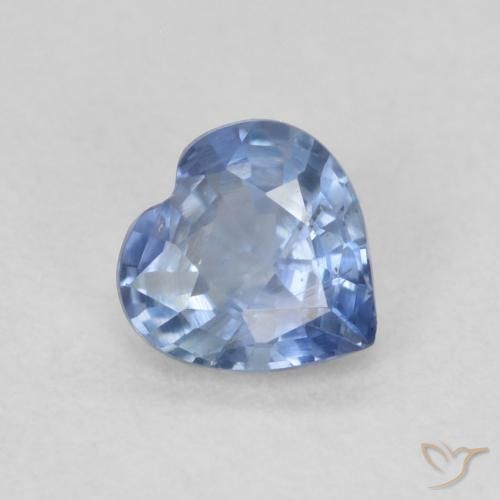 Zafiro Azul muy claro natural de 0.49 ct, Corazón, VS