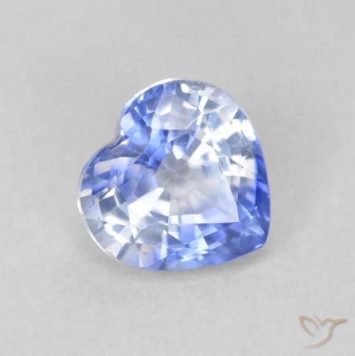Zafiro Azul claro natural de 0.75 ct, Corazón, VVS-VS