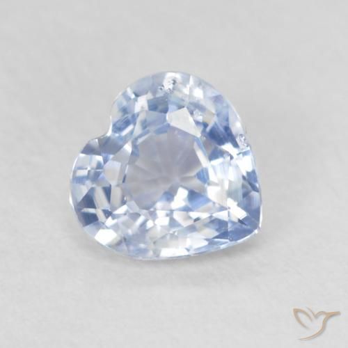 Zafiro Blanco azulado natural de 0.63 ct, Corazón, VS