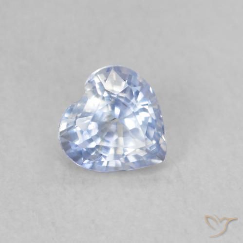 Zafiro Blanco azulado natural de 0.42 ct, Corazón, VS