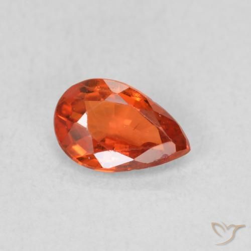 Zafiro Naranja rojizo natural de 0.48 ct, En forma de pera, VS