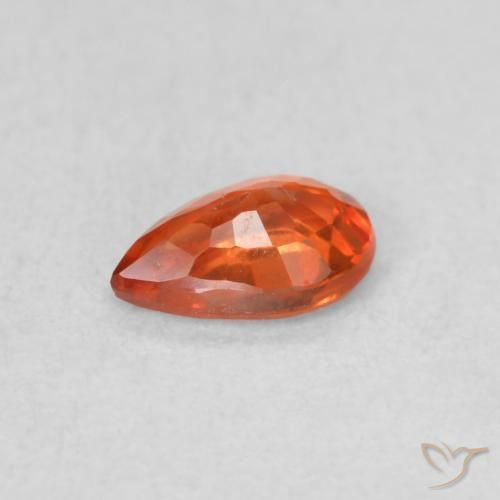 Zafiro Naranja rojizo natural de 0.48 ct, En forma de pera, VS