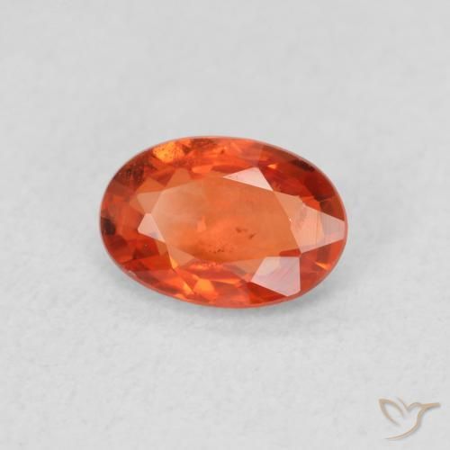 Zafiro Naranja fuego natural de 0.58 ct, Ovalada, VS