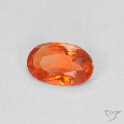 Zafiro Naranja fuego natural de 0.48 ct, Ovalada, VVS-VS