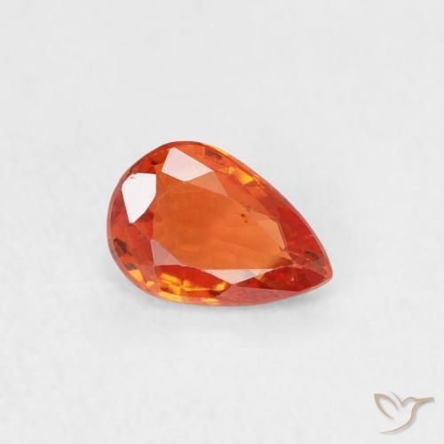 Zafiro Naranja intenso natural de 0.50 ct, En forma de pera, VS