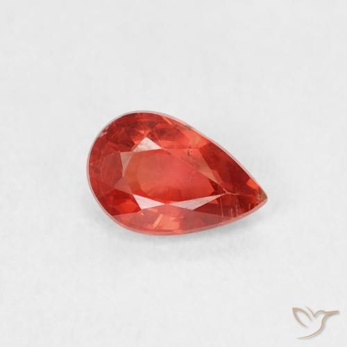 Zafiro Rojo medio natural de 0.55 ct, En forma de pera, VS