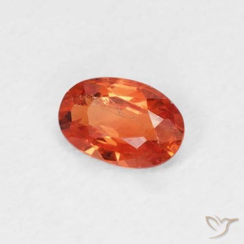 Zafiro Ámbar naranja natural de 0.56 ct, Ovalada, VS