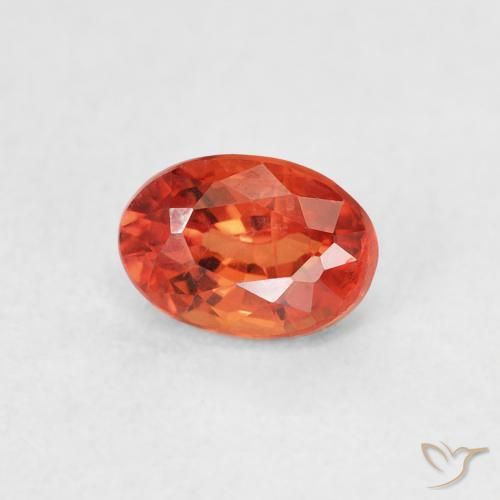 Zafiro Naranja cálido natural de 0.78 ct, Ovalada, VS