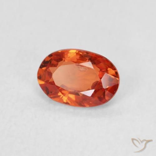 Zafiro Naranja fuego natural de 0.63 ct, Ovalada, VS