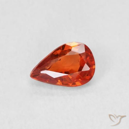 0.52ct Natural Naranja fuego Zafiro, En forma de pera, VS