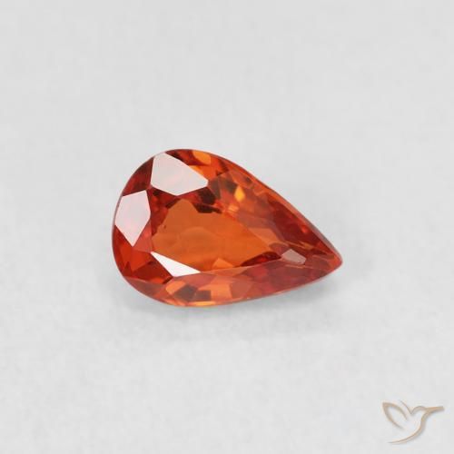 Zafiro Naranja fuego natural de 0.52 ct, En forma de pera, VS