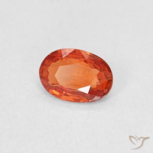 Zafiro Naranja rojizo natural de 0.44 ct, Ovalada, VS
