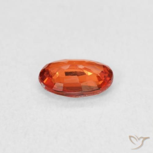 Zafiro Naranja rojizo natural de 0.44 ct, Ovalada, VS
