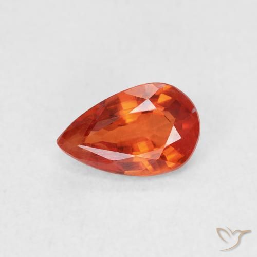 0.55ct Natural Naranja rojizo Zafiro, En forma de pera, VS