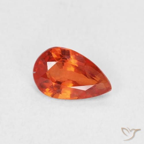 Zafiro Naranja rojizo natural de 0.55 ct, En forma de pera, VS