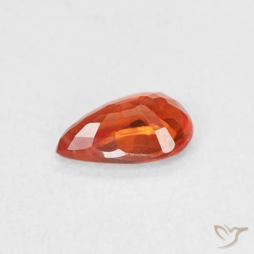 Zafiro Naranja rojizo natural de 0.55 ct, En forma de pera, VS