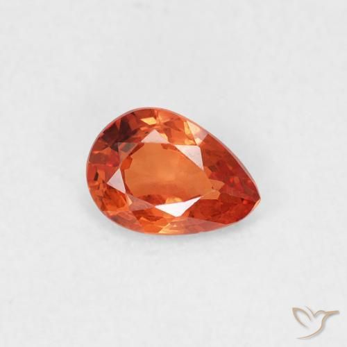 Zafiro Naranja rojizo natural de 0.44 ct, En forma de pera, VS