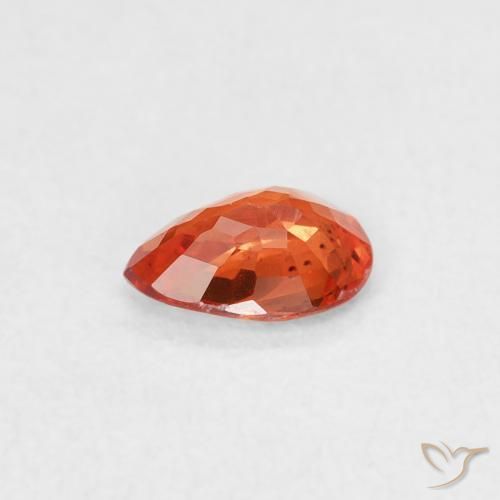 Zafiro Naranja rojizo natural de 0.44 ct, En forma de pera, VS