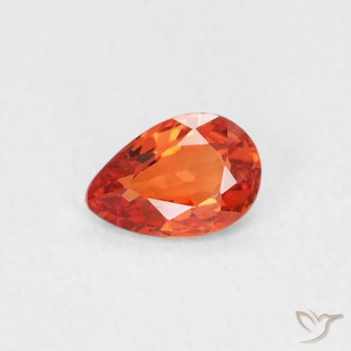 0.42ct Natural Naranja cálido Zafiro, En forma de pera, VVS-VS