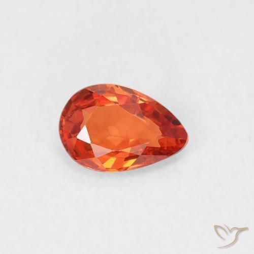 Zafiro Naranja cálido natural de 0.42 ct, En forma de pera, VVS-VS