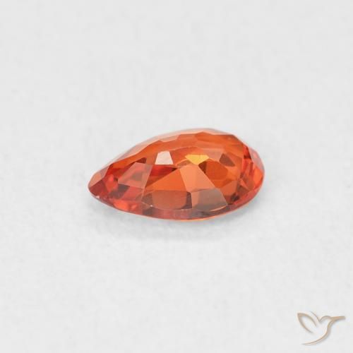 Zafiro Naranja cálido natural de 0.42 ct, En forma de pera, VVS-VS