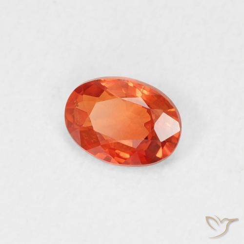 Zafiro Naranja rojizo natural de 0.49 ct, Ovalada, VVS-VS