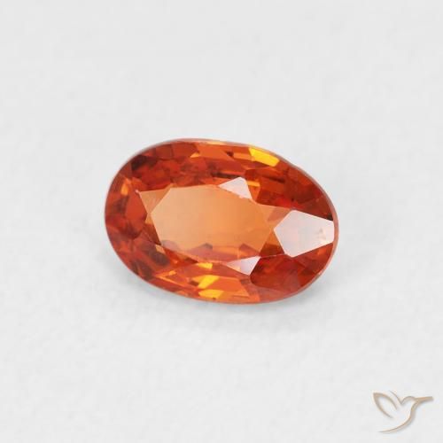 Zafiro Ámbar naranja natural de 0.63 ct, Ovalada, VVS-VS