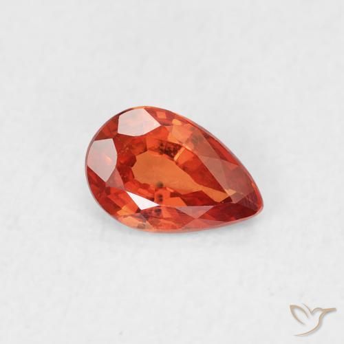 Zafiro Naranja cálido natural de 0.42 ct, En forma de pera, VVS-VS